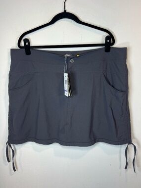 Cabela's Triune Skort Skirt Gray Pockets Pleat Cinch Tie Sides Outdoor NEW Sz 18